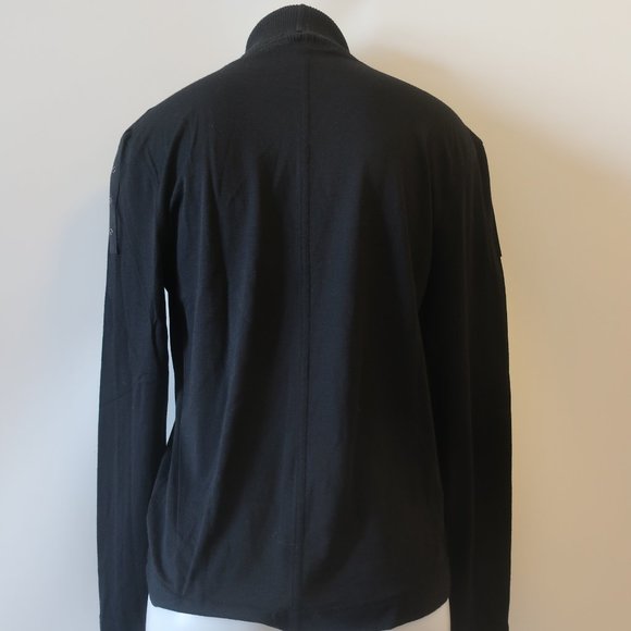 Womens John Bartlett Black Wool Blend Mixed Media Turtleneck Sweater L * - Picture 7 of 11